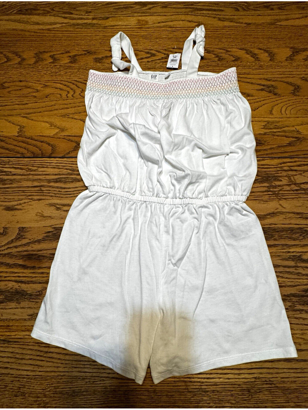 Gap Kids April K Romper Girls XXL 14/16 Off White Smocked Tie Strap NWT